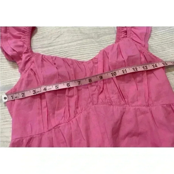 NEW Sim & Sam Puff Sleeve Mini Dress Women's Size M Barbie Pink Flutter sleeve - Picture 13 of 16